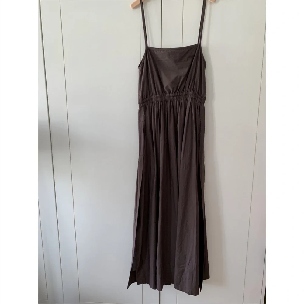Matteau Gathered Brown Cotton Poplin Maxi Dress - Picture 9 of 15